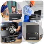 WORKPRO 15 Inch Metal Tool Box with 2 Drawers & 1 Top Storage, Heavy Duty Portable Tool Box with Handle for Garage, Office and Home, Up To 85 LBS Load Capacity