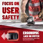 DCK 9.0 Amp Angle Grinder, 4-1/2 Inch Electric Grinder Power Tool, 11800 RPM, Auxiliary Handle and 2 Safety Guards, 6 Piece Discs, Copper Angle Grinder for Cutting, Grinding, Polishing (KSM17-115B)