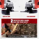 DCK 9.0 Amp Angle Grinder, 4-1/2 Inch Electric Grinder Power Tool, 11800 RPM, Auxiliary Handle and 2 Safety Guards, 6 Piece Discs, Copper Angle Grinder for Cutting, Grinding, Polishing (KSM17-115B)