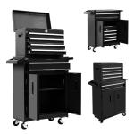 Steelite 5-Drawer Tool Chest with Wheels, Easy Lock Large Tool Box Organizer, Lockable Wheels & Sliding Drawers & Detachable Top & Adjustable Shelf, Metal Rolling Tool Cart for Garage Workshop