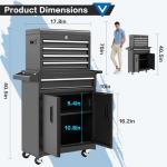 Steelite 5-Drawer Tool Chest with Wheels, Easy Lock Large Tool Box Organizer, Lockable Wheels & Sliding Drawers & Detachable Top & Adjustable Shelf, Metal Rolling Tool Cart for Garage Workshop