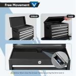 Steelite 5-Drawer Tool Chest with Wheels, Easy Lock Large Tool Box Organizer, Lockable Wheels & Sliding Drawers & Detachable Top & Adjustable Shelf, Metal Rolling Tool Cart for Garage Workshop