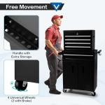 Steelite 5-Drawer Tool Chest with Wheels, Easy Lock Large Tool Box Organizer, Lockable Wheels & Sliding Drawers & Detachable Top & Adjustable Shelf, Metal Rolling Tool Cart for Garage Workshop