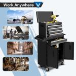 Steelite 5-Drawer Tool Chest with Wheels, Easy Lock Large Tool Box Organizer, Lockable Wheels & Sliding Drawers & Detachable Top & Adjustable Shelf, Metal Rolling Tool Cart for Garage Workshop