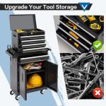 Steelite 5-Drawer Tool Chest with Wheels, Easy Lock Large Tool Box Organizer, Lockable Wheels & Sliding Drawers & Detachable Top & Adjustable Shelf, Metal Rolling Tool Cart for Garage Workshop