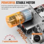 Mini Electric Belt-Sander Knife-Sharpener Sanding Machine - Small Bench Grinder Kit 7 Speed Adjustable Power Polisher DIY Polishing Grinding Tool For Knife Making, Wood Metal Working, Handcraft