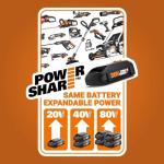 WORX Nitro WG543 20V Cordless Leaf Blower, Electric Blower with 410CFM & 130MPH, Blowers for Lawn Care with 3.8 Lbs, Battery & Charger Included