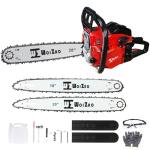 Gas Chainsaw 58CC with Quick-Switch Dual Bars (18/20 Inch),Gas Powered Chain saw 2 Stroke Handed Petrol Gasoline for Cutting Wood Outdoor Garden Farm Home 57CC