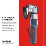 Ingersoll Rand 3445MAX Air Angle Grinder/Cutoff Tool, 4.5" Wheel, 12,000 rpm, 0.88 hp, 5/8"-11 Thread, Rear Exhaust