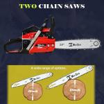 Gas Chainsaw 58CC with Quick-Switch Dual Bars (18/20 Inch),Gas Powered Chain saw 2 Stroke Handed Petrol Gasoline for Cutting Wood Outdoor Garden Farm Home 57CC