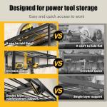 Spampur Power Tool Organizer Wall Mount with Charging Station, 8 Slots for Cordless Drill Hanger Storage, Tool Battery Holde with 4 Outlet Power Strip, Drill Holder Heavy Duty Garage Organizers
