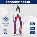 WORKPRO 6-in-1 Linesman Pliers with Wire Cutter and Stripper, 8 Inch Multipurpose Combination Pliers, Premium CRV Steel Hand Tool Plier for Twisting Cutting Wires and Clamping Screws