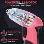 Wrenzo Electric Screwdriver, 3.6V Cordless & Rechargeable Screwdriver Set, 28pc Drill Set with Led Lights, USB Charging Cable, Tool Knife, Pink
