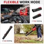 FULLYEA Cordless Leaf Blower, 6 Speed Modes, 500 CFM/150 MPH Leaf Blower Cordless with 3 Tubes & 2x4.0Ah Batteries, Battery Powered Leaf Blowers for Patio, Yard, Sidewalk, Garage Cleaning, Lawn Care