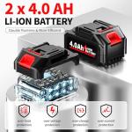 FULLYEA Cordless Leaf Blower, 6 Speed Modes, 500 CFM/150 MPH Leaf Blower Cordless with 3 Tubes & 2x4.0Ah Batteries, Battery Powered Leaf Blowers for Patio, Yard, Sidewalk, Garage Cleaning, Lawn Care