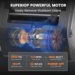 Giraffe Tools Grandfalls Retractable Wall Mount Pressure Washer Plus, Max 2900PSI 2.2 GPM, Electric Power Washer with 100ft Pressure Hose for Car/Patios, Automatic Rewind, Dark Silver