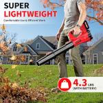 FULLYEA Cordless Leaf Blower, 6 Speed Modes, 500 CFM/150 MPH Leaf Blower Cordless with 3 Tubes & 2x4.0Ah Batteries, Battery Powered Leaf Blowers for Patio, Yard, Sidewalk, Garage Cleaning, Lawn Care