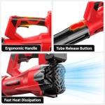 FULLYEA Cordless Leaf Blower, 6 Speed Modes, 500 CFM/150 MPH Leaf Blower Cordless with 3 Tubes & 2x4.0Ah Batteries, Battery Powered Leaf Blowers for Patio, Yard, Sidewalk, Garage Cleaning, Lawn Care