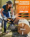 WTHW 63CC Gas Powered Chainsaw 20 Inch, 2-Cycle Engine with 2 Chains & Bars, Heavy Duty Gas Chain Saw for Tree Felling, Logging, and Firewood Cutting (WTH985)