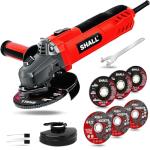 7.5Amp 4-1/2 Inch 12000 RPM Angle Grinder with 2 Guards, 3 Cutting Wheels, 3 Discs, Non-Slip Handle and Carbon Brush for Metal and Wood