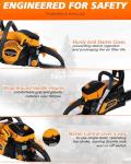 WTHW 63CC Gas Powered Chainsaw 20 Inch, 2-Cycle Engine with 2 Chains & Bars, Heavy Duty Gas Chain Saw for Tree Felling, Logging, and Firewood Cutting (WTH985)