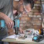 21V Power Drill Cordless, Bamse Electric Drill Set with 2.0Ah Battery Charger, 3/8”Keyless Chuck, 2 Variable Speed, 18+1 Torque, 20pcs Driver Bits and Belt Hook for DIY Projects, Blue