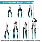 DURATECH 7-Piece Pliers Set with Rolling Pouch, Premium Cr-Ni Construction (10", 8" Groove Joint Pliers, 8", 6" Long Needle Nose, 8" Linesman, 6" Slip Joint, 6" Diagonal) for Basic Repair