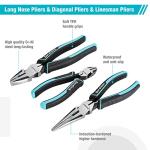 DURATECH 7-Piece Pliers Set with Rolling Pouch, Premium Cr-Ni Construction (10", 8" Groove Joint Pliers, 8", 6" Long Needle Nose, 8" Linesman, 6" Slip Joint, 6" Diagonal) for Basic Repair
