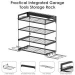 CCCEI Garage Tools Storage with Charging Station. Power Tool Battery Organizer Utility Shelf with Power Strip. 4 Drills Holder Wall Mount Rack, Black 4 Layer.