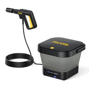 Fanttik NB8 Fold Cordless Electric Pressure Washer w/3.2Gal Tank, 5-in-1 Nozzle, Max 220PSI, 10FT Hose, 4000mAh Lithium Battery, Type-C Charging, Portable Sprayer Washer for Camping, Pet Cleaning
