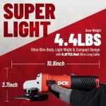 DCK Angle Grinder, 4-1/2-Inch, 6.7Amp Cut off Tool Grinder, 11,800 RPM with 2 Safety Guards, 6-Piece Discs (2 Cutting/2 Grinding/2 Flap Discs), Professional Angle Grinder for Metal, Wood (KSM09-115S）