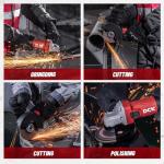 DCK Angle Grinder, 4-1/2-Inch, 6.7Amp Cut off Tool Grinder, 11,800 RPM with 2 Safety Guards, 6-Piece Discs (2 Cutting/2 Grinding/2 Flap Discs), Professional Angle Grinder for Metal, Wood (KSM09-115S）