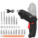 JENABOM 28 in 1 Electric Screwdriver Cordless Rechargeable Small Power Drill Set 3.5Nm Max Torque Electric Rotatable with LED Light Screwdriver for Home Office DIY Tools (Black)