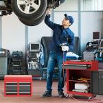 Goplus Tool Chest, 5-Drawer Rolling Tool Storage Cabinet with Detachable Top Tool Box, Liner, Universal Lockable Wheels, Adjustable Shelf, Locking Mechanism, Metal Tool Cart for Garage Workshop