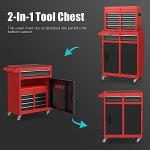 Goplus Tool Chest, 5-Drawer Rolling Tool Storage Cabinet with Detachable Top Tool Box, Liner, Universal Lockable Wheels, Adjustable Shelf, Locking Mechanism, Metal Tool Cart for Garage Workshop
