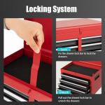 Goplus Tool Chest, 5-Drawer Rolling Tool Storage Cabinet with Detachable Top Tool Box, Liner, Universal Lockable Wheels, Adjustable Shelf, Locking Mechanism, Metal Tool Cart for Garage Workshop