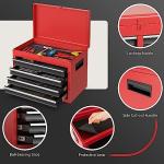 Goplus Tool Chest, 5-Drawer Rolling Tool Storage Cabinet with Detachable Top Tool Box, Liner, Universal Lockable Wheels, Adjustable Shelf, Locking Mechanism, Metal Tool Cart for Garage Workshop