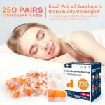 VOISEN Ear Plugs - 250 Pairs Noise Cancelling Ear Plugs for Sleeping, Snoring, Studying, Concerts & Traveling