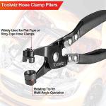 Hose Clamp Pliers Heavy Duty Hose Clamp Tool with Locking Device and Non-Slip Handle Removal and Installation Tool for Ring-Type and Flat-Band Hose Clamps (Black)