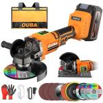 Cordless Angle Grinder Compatible for Dewalt 20V Max Battery, 3 Variable Speed, Brushless Motor with LED, Power Angle Grinder Tool Stand, Flap Disc Grinding,1x 4.0Ah Battery& Fast Charger, Orange