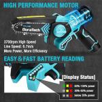 DURATECH 12V Mini Chainsaw, 6 Inch Electric Cordless Chainsaw with 2 Batteries & 2 Chains, One-Hand Operated Portable Wood Saw for Garden Tree Branch Pruning, Wood Cutting