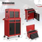 Goplus Tool Chest, 5 Drawers Rolling Tool Cabinet with Detachable Top Toolbox, Universal Lockable Wheels, Lock Bar, Protective Liner & Tool Rack, Metal Tool Storage Cart, Tool Box for Garage Workshop