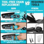 DURATECH 12V Mini Chainsaw, 6 Inch Electric Cordless Chainsaw with 2 Batteries & 2 Chains, One-Hand Operated Portable Wood Saw for Garden Tree Branch Pruning, Wood Cutting