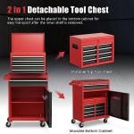 Goplus Tool Chest, 5 Drawers Rolling Tool Cabinet with Detachable Top Toolbox, Universal Lockable Wheels, Lock Bar, Protective Liner & Tool Rack, Metal Tool Storage Cart, Tool Box for Garage Workshop