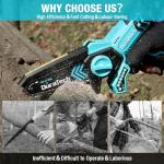 DURATECH 12V Mini Chainsaw, 6 Inch Electric Cordless Chainsaw with 2 Batteries & 2 Chains, One-Hand Operated Portable Wood Saw for Garden Tree Branch Pruning, Wood Cutting