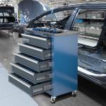 LARBANKE 5-Drawer Rolling Tool Chest with Stainless CounterTop,Tool Chest with Keyed Locking System, with Wheels and Foot Pads,Rolling Tool Cabinet with Drawer Liners,Unique Link Buckle for Connecting