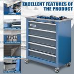 LARBANKE 5-Drawer Rolling Tool Chest with Stainless CounterTop,Tool Chest with Keyed Locking System, with Wheels and Foot Pads,Rolling Tool Cabinet with Drawer Liners,Unique Link Buckle for Connecting