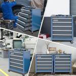 LARBANKE 5-Drawer Rolling Tool Chest with Stainless CounterTop,Tool Chest with Keyed Locking System, with Wheels and Foot Pads,Rolling Tool Cabinet with Drawer Liners,Unique Link Buckle for Connecting