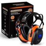 Gardtech Hearing Protection with Bluetooth, FM Radio Earmuffs, NRR 29dB Hearing Protection Headphones Noise Cancelling Headphones with MP3 for Mowing Lawn Work, Rechargeable BL-5B Battery (Orange)