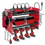 NRCUWI Garden Power Tool Organizer, Heavy Duty Tools Storage Rack Wall Mount with Charging Station, 3 Layers Yard Tool Shelf Drill Holder for Ryobi Tools - Ideal for Garage, Workshop